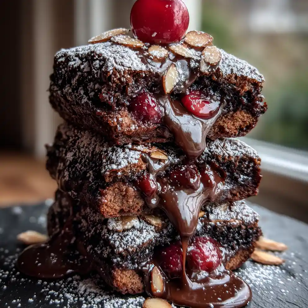 Black Forest Cookie Dough Brownie Bombs with Cherry Cocoa Ganache