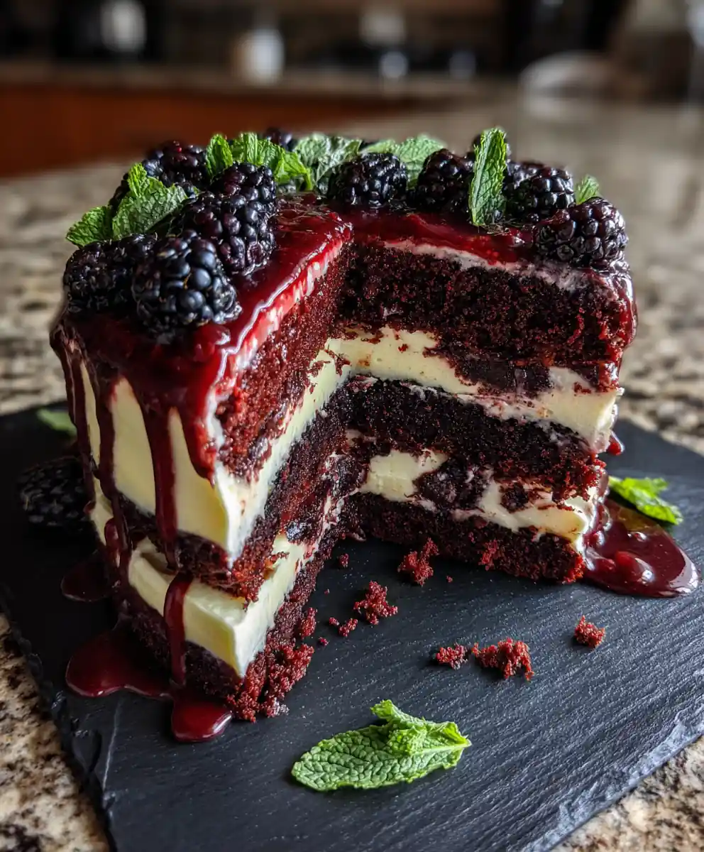 Blackberry Velvet Delight with Cream Cheese Swirl