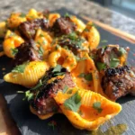 Cajun Steak Bites With Cheesy Garlic Shells Chipotle Lime Crema Skillet 1767795824.614711