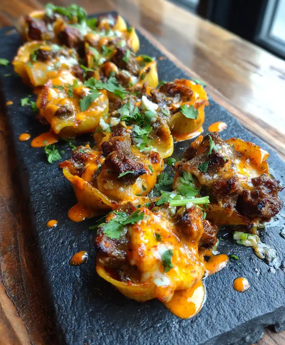 Cajun Steak Bites with Cheesy Garlic Shells & Chipotle Lime Crema Skillet