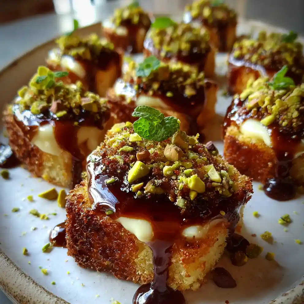 Cardamom Spiced Fig Glazed Pistachio Brie Bites