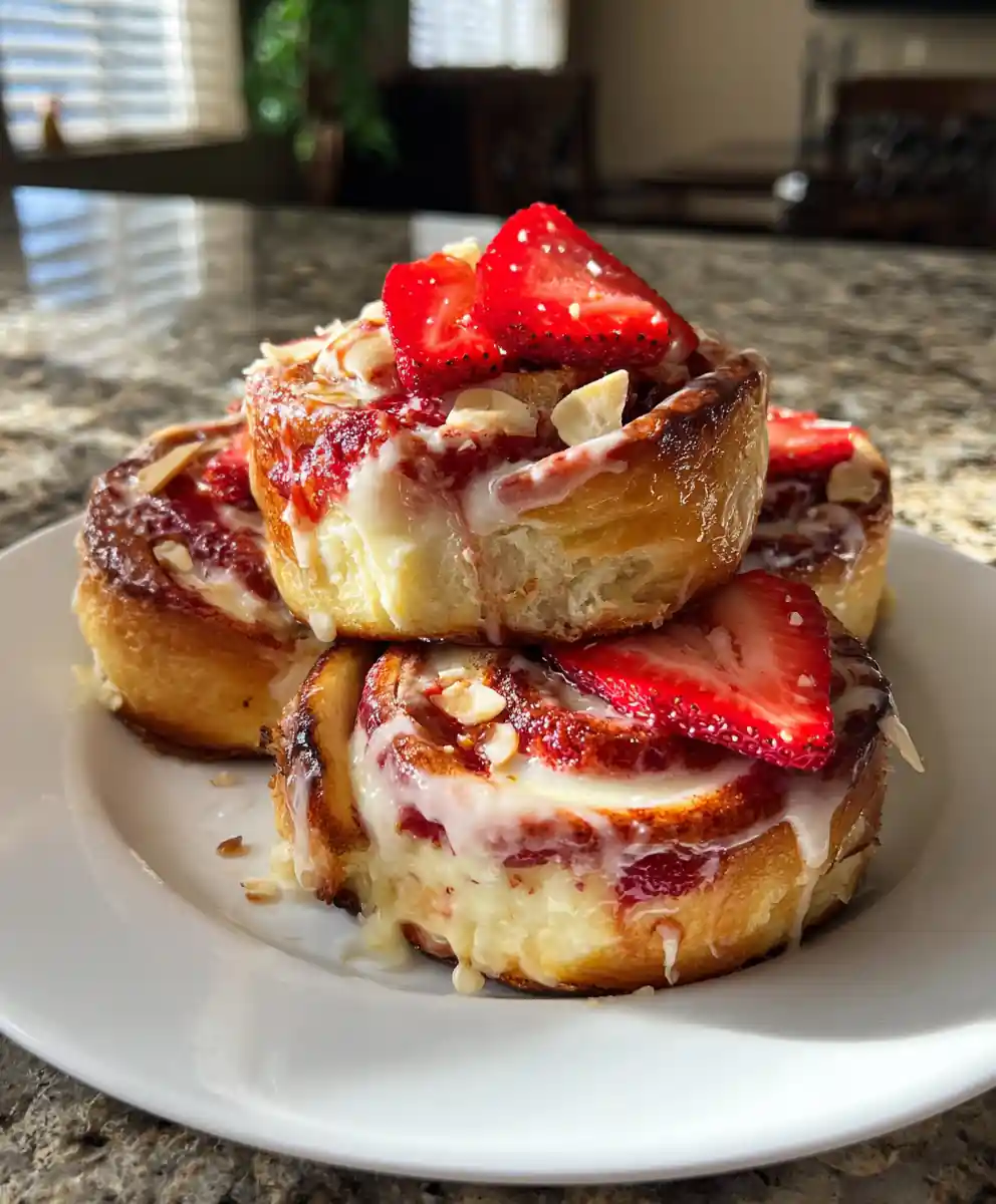 Cardamom Strawberry Cheesecake Cinnamon Rolls