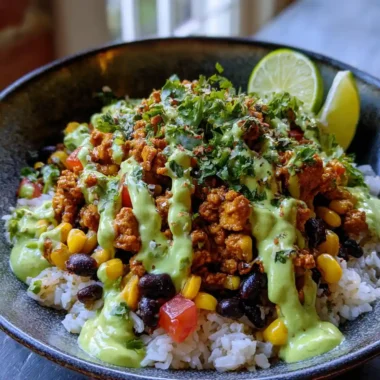 Charred Cumin Lime Taco Rice Bowl With Avocado Crema 1767791391.5696332