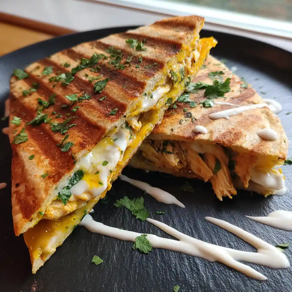 Cheesy Garlic Chicken Wraps with Lime Cilantro Crema