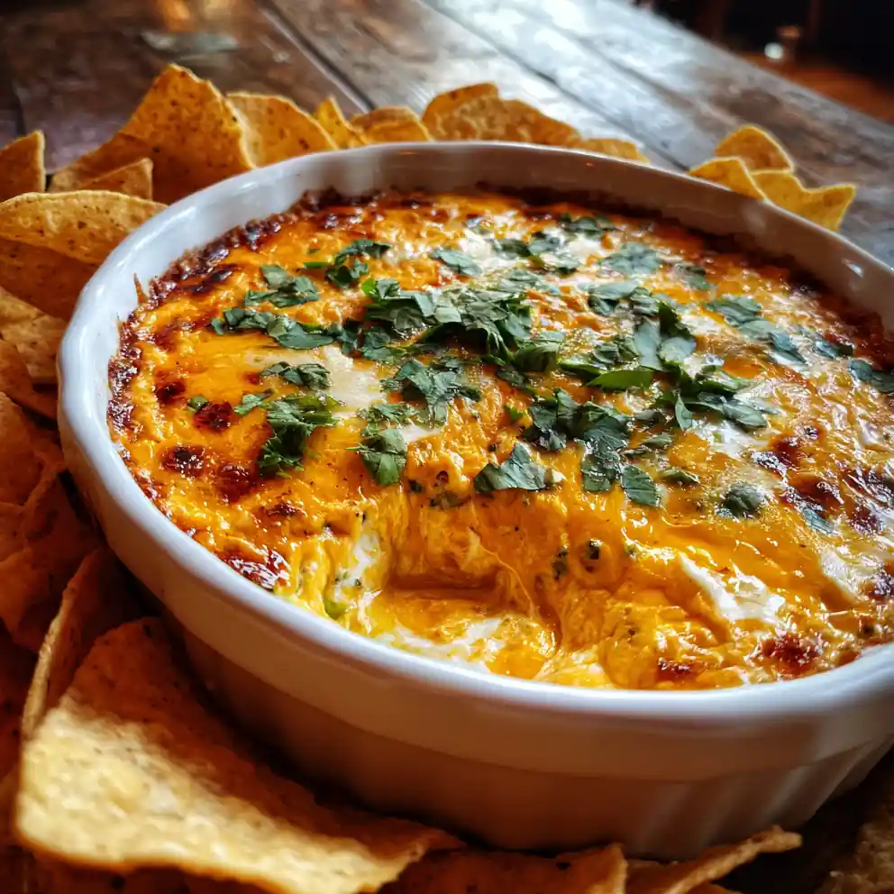 Cheesy Texas Trash Dip with Avocado Lime Swirl