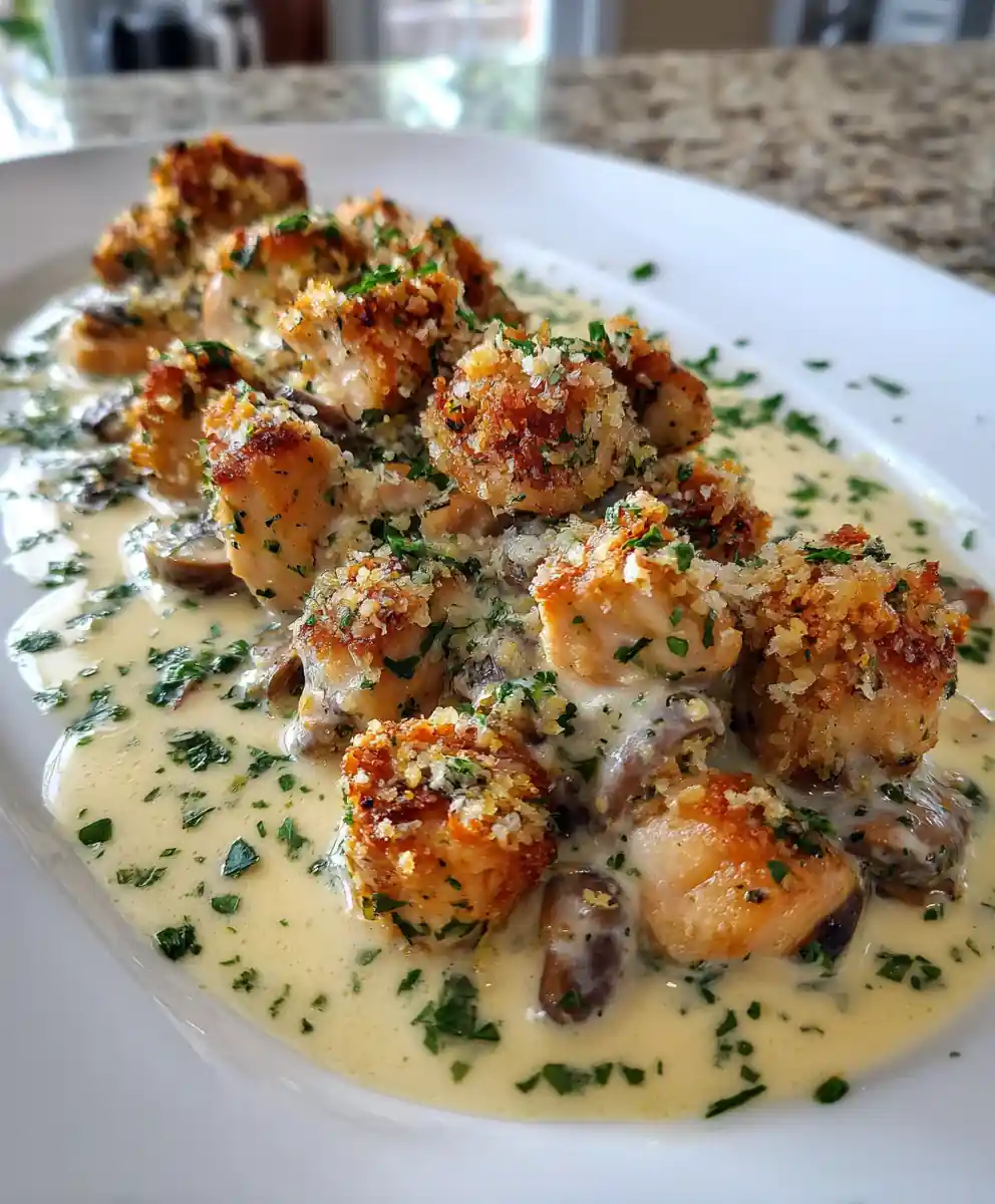 Chicken and Mushroom Skillet with Smoked Paprika Asiago Mustard Cream