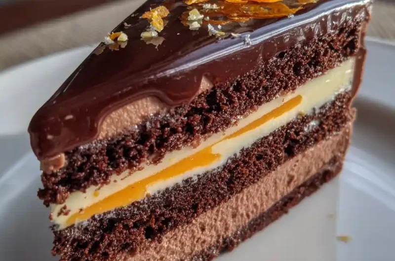 Chocolate Mousse Cake With Orange Zest White Chocolate Ribbon 1767852843.9871058