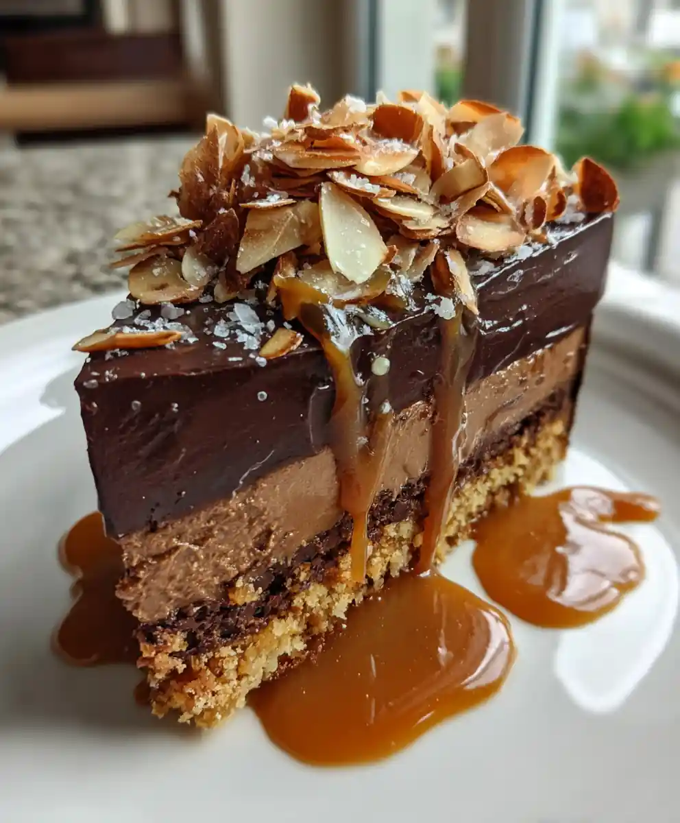 Chocolate Mousse Cake with Salted Caramel Swirl