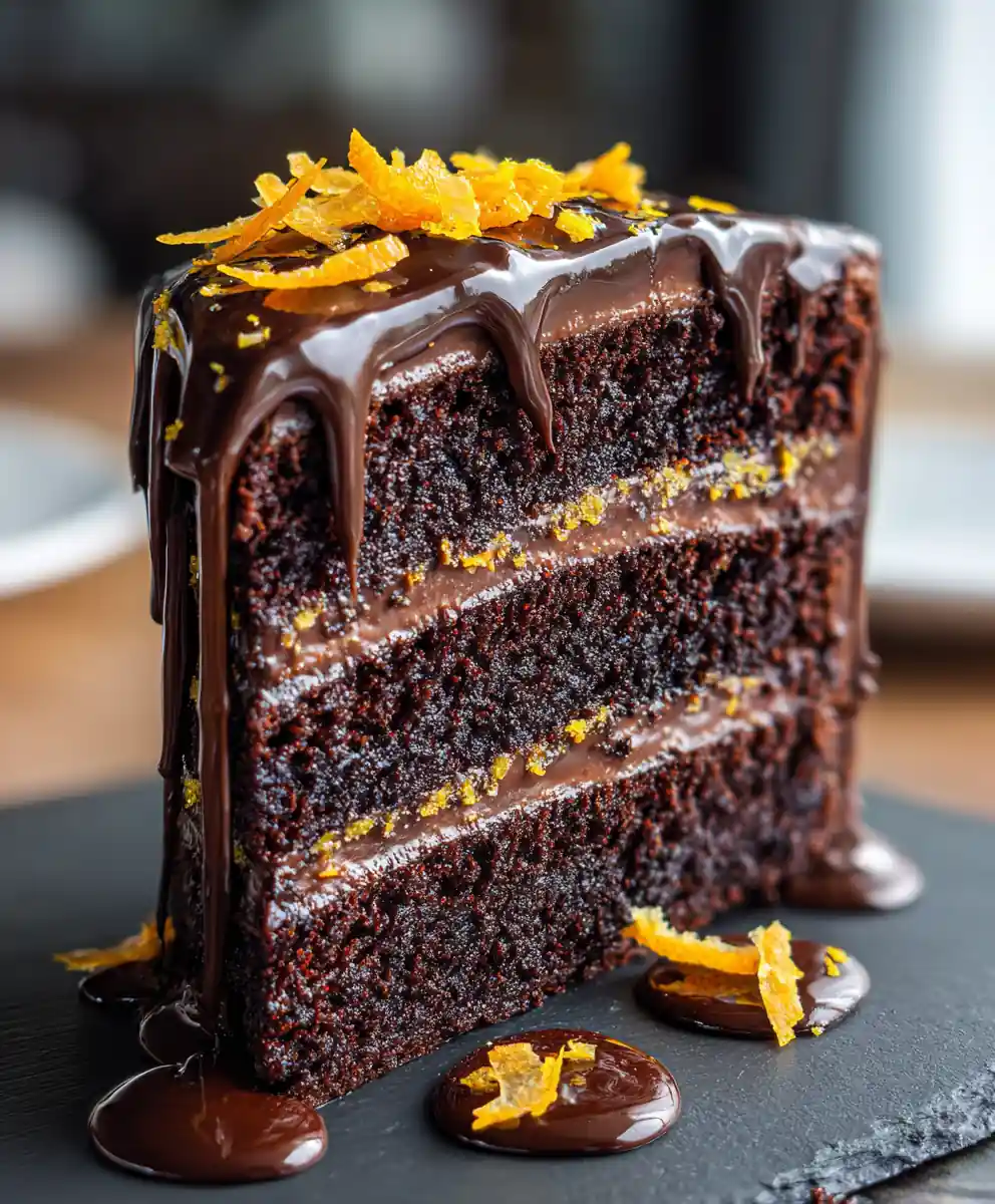 Chocolate Orange Layer Cake with Cardamom Spiced Ganache
