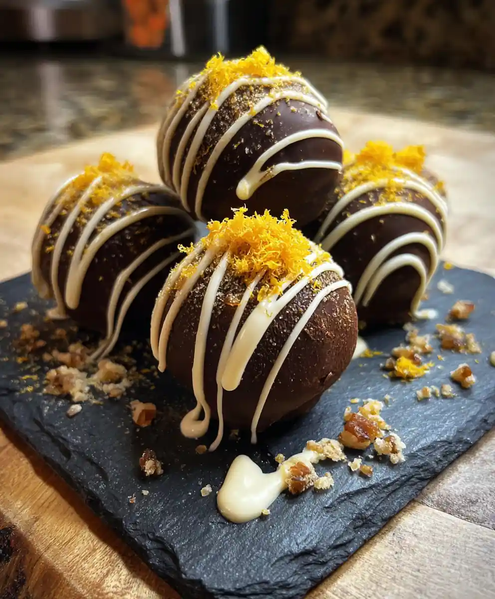Citrus Infused Caramel Chocolate Pecan Truffles