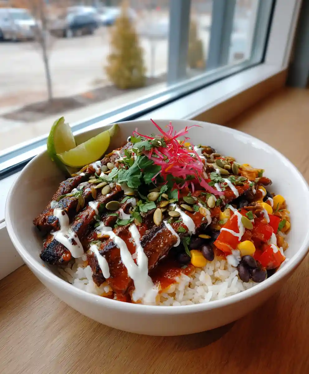 Citrus Marinated Carne Asada Bowls with Chipotle Lime Crema