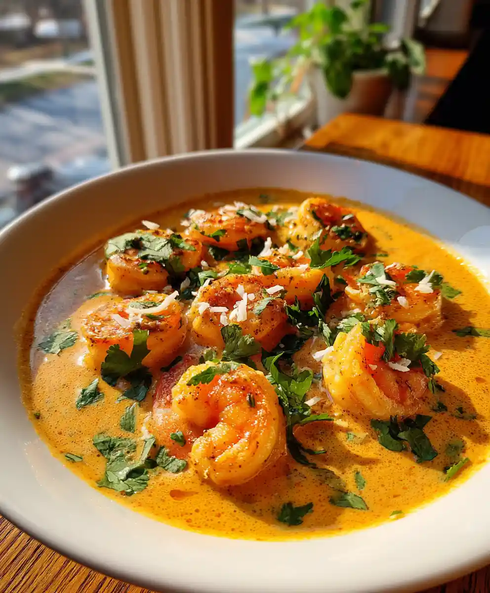 Coconut Curry Shrimp with Lime Infused Cream Swirl