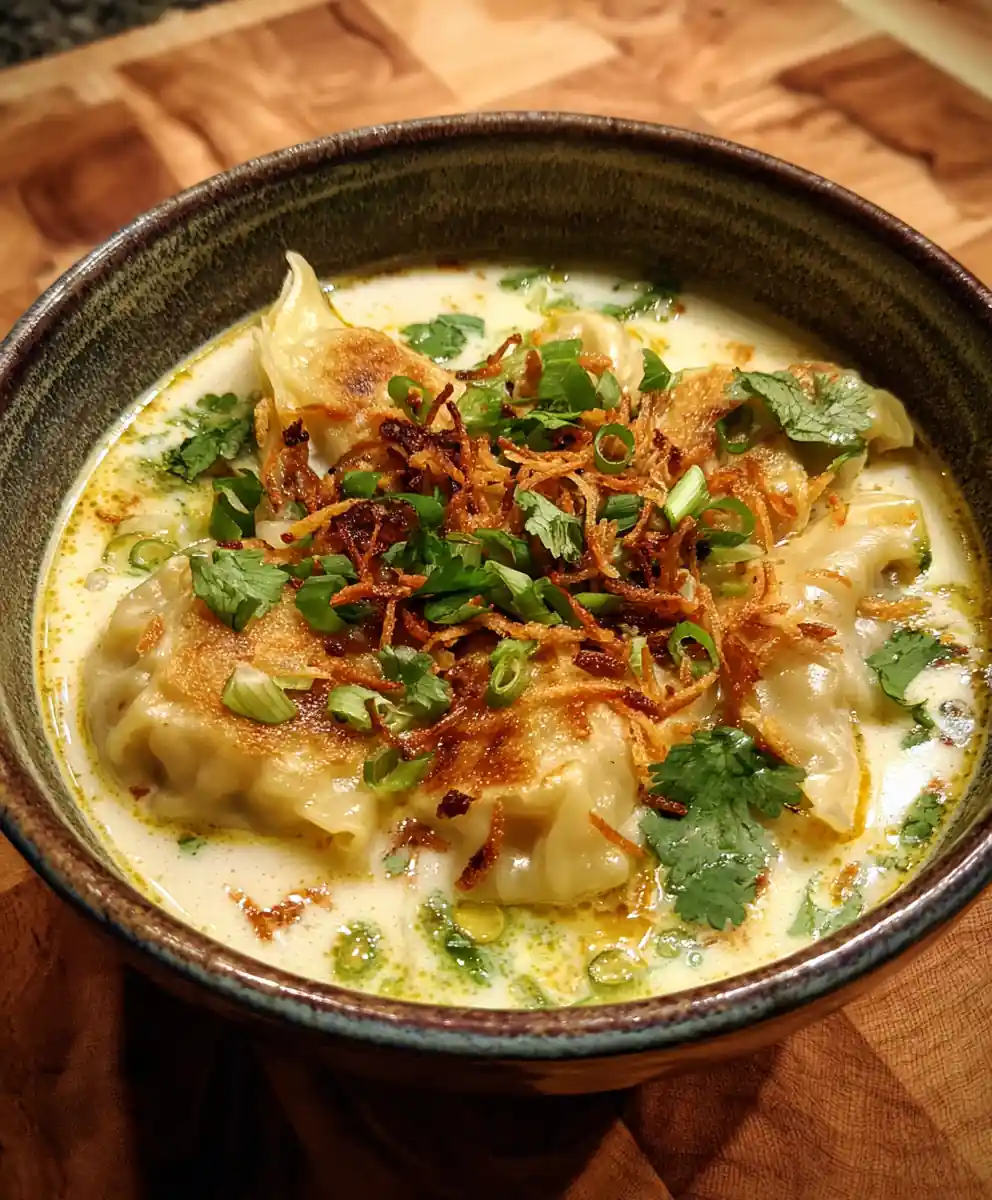 Coconut Lime Dumpling Potsticker Soup