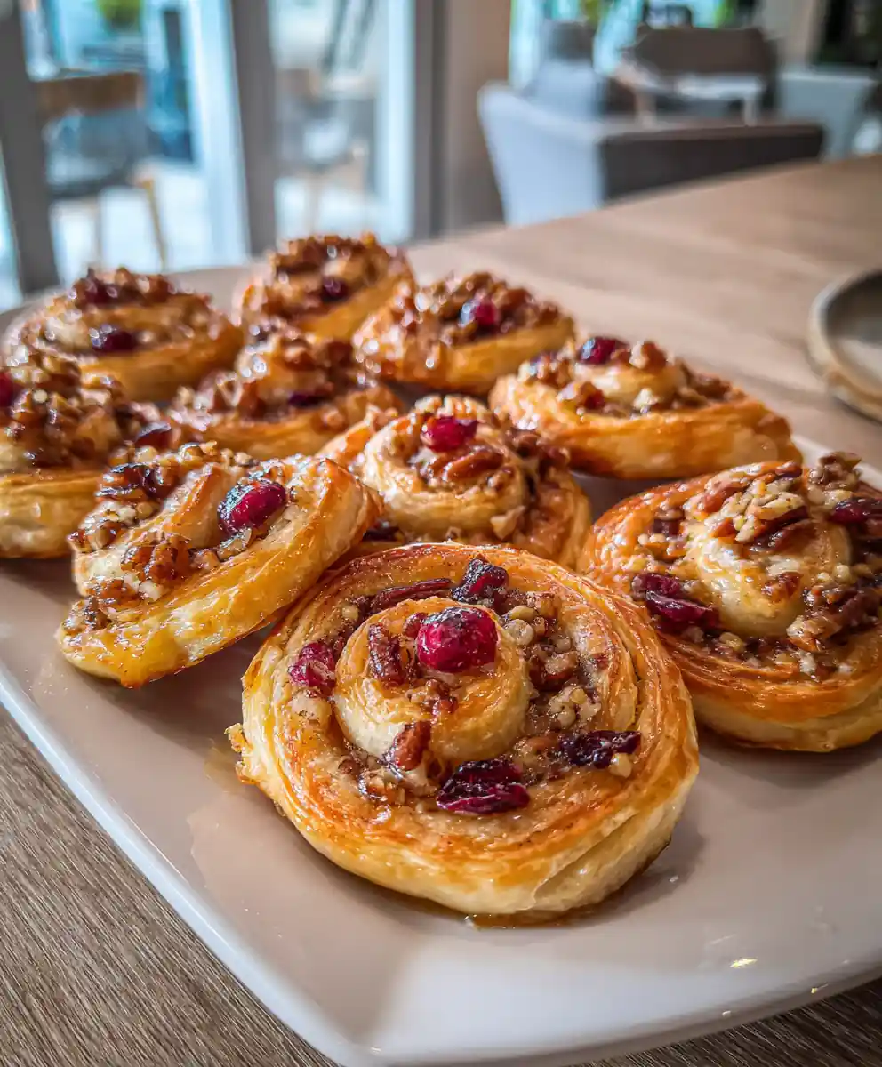 Cranberry Pecan Cream Cheese Pinwheels with Citrus Honey Glaze
