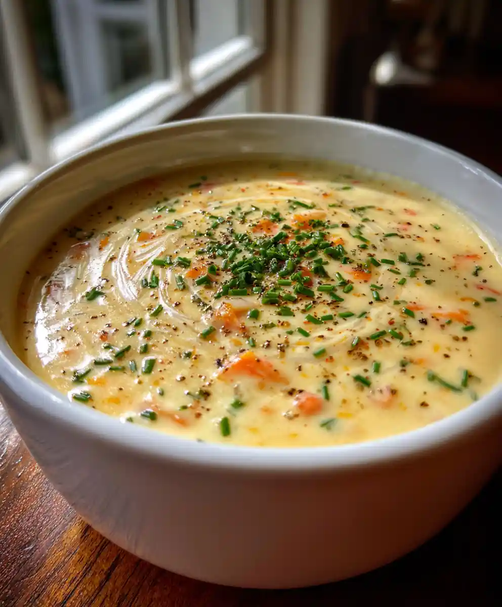 Creamy Canadian Cheese Soup with Herb Infused Cheese Swirl