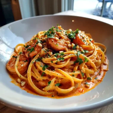 Creamy Chili Garlic Prawn Pasta With Roasted Red Pepper Cream Swirl 1767834249.0136645