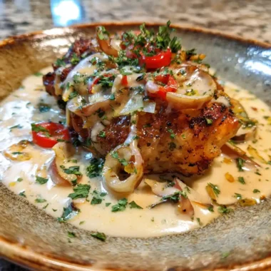 Creamy Pepperoncini Chicken Skillet With Roasted Red Pepper Swirl 1767795897.8239872