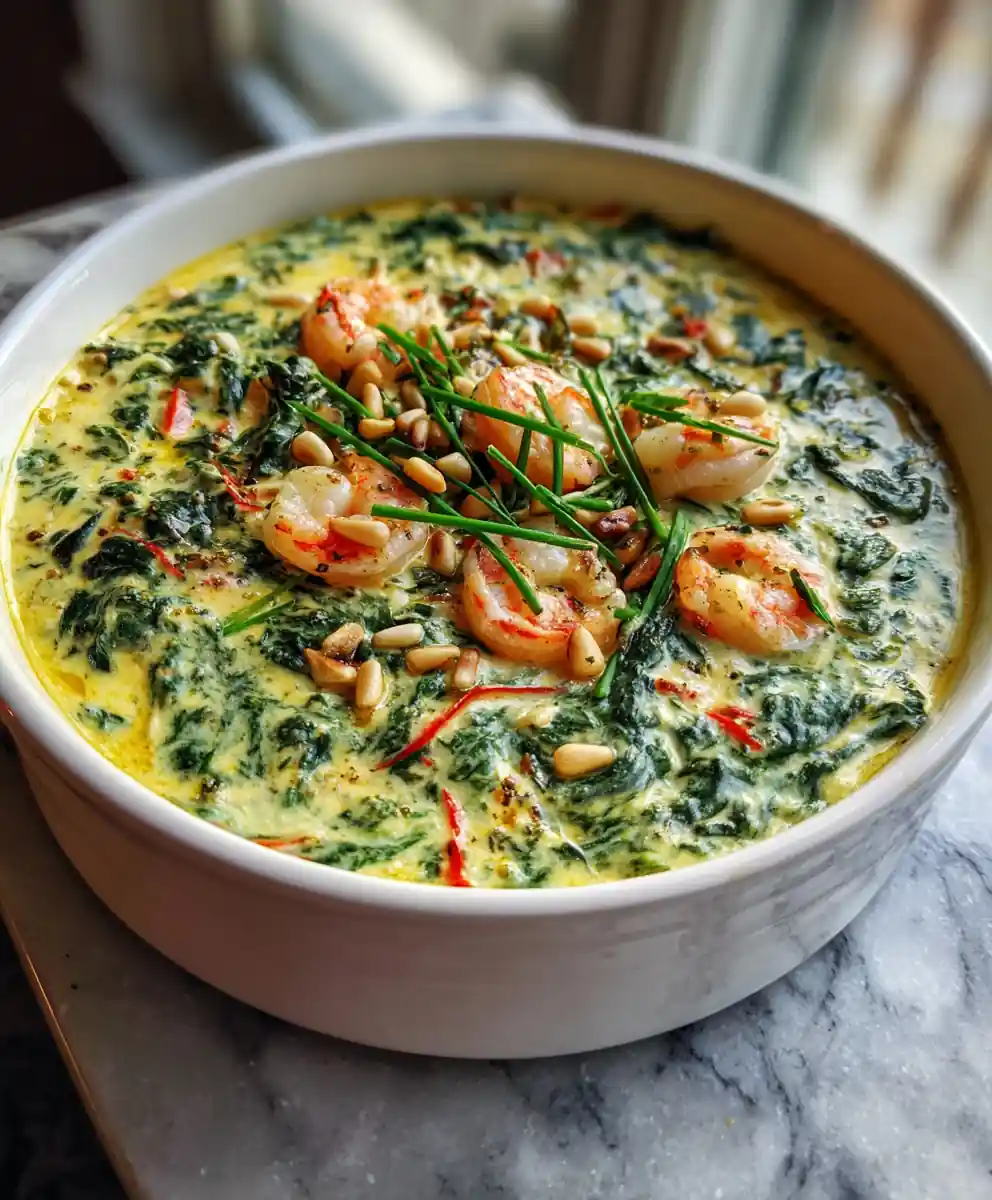 Creamy Seafood Spinach Dip with Roasted Red Pepper Swirl