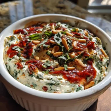 Creamy Tuscan Dip With Roasted Red Pepper Swirl 1767868329.9141424