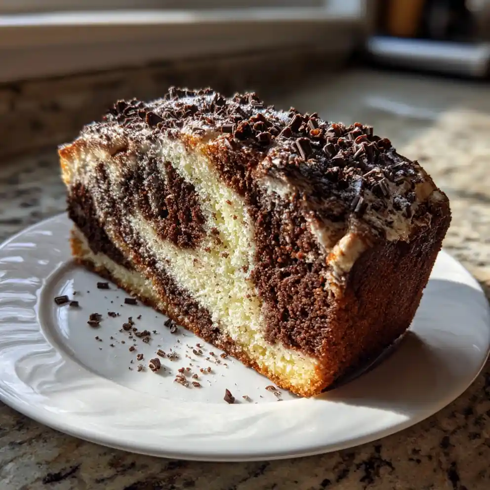 Espresso Swirled Chocolate Cream Cheese Pound Cake