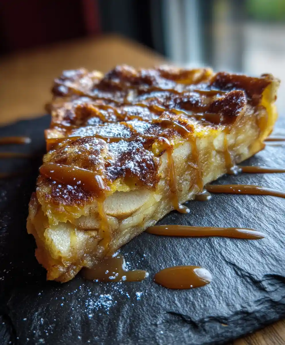 German Apple Pancake with Cinnamon Caramel Swirl
