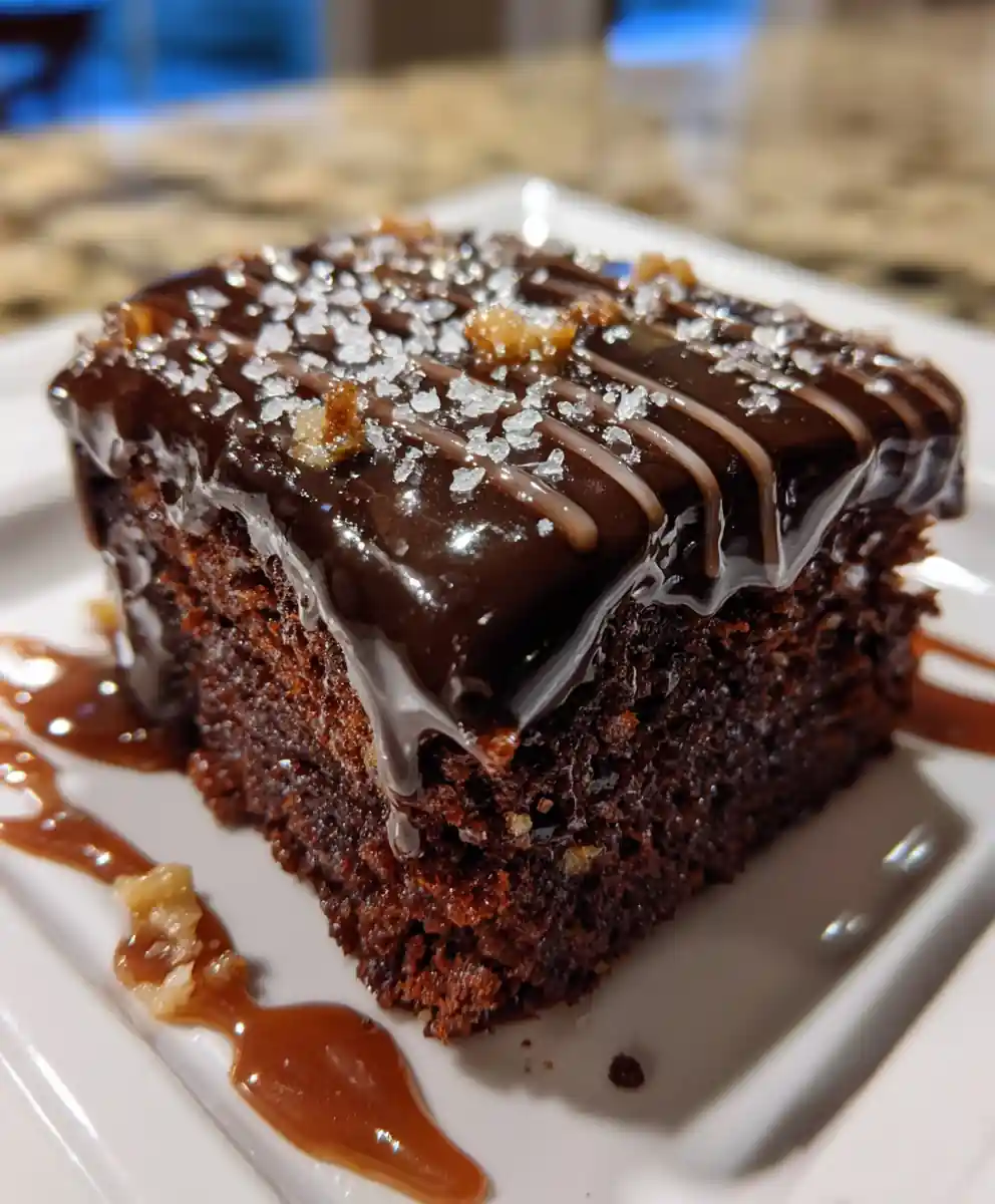German Chocolate Poke Cake with Espresso Ganache