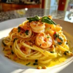 Golden Saffron Cream Garlic Shrimp Pasta 1767848830.6311722