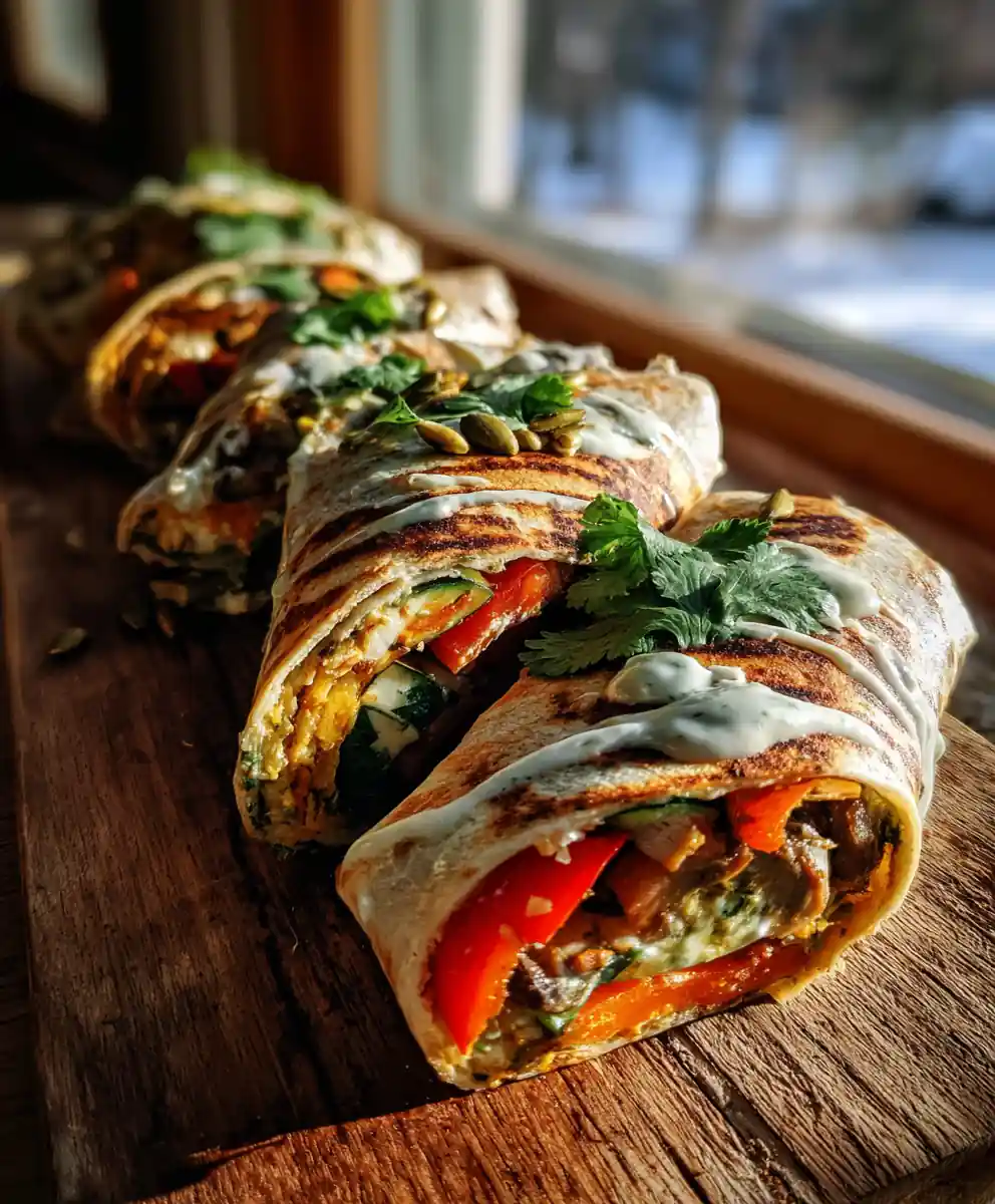 Grilled Veggie Wraps with Lime Cilantro Cashew Cream