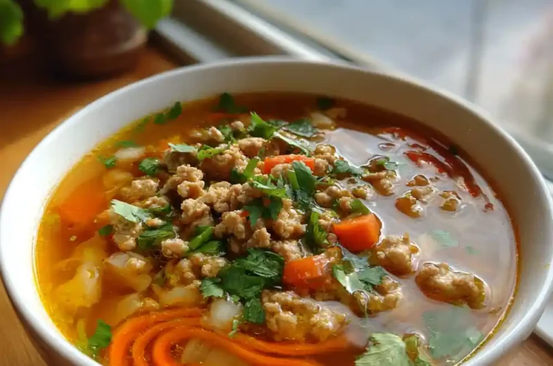 Ground Turkey Soup With Roasted Red Pepper Swirl 1767832899.351861