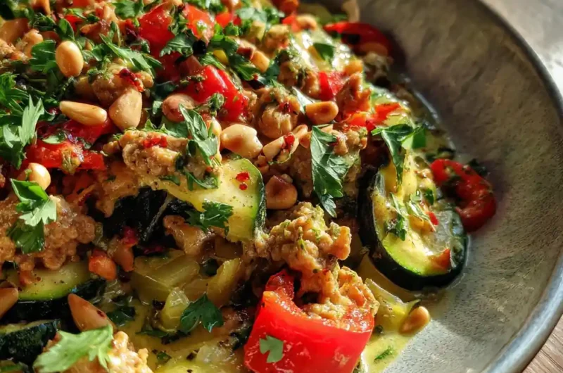 Ground Turkey And Zucchini Skillet With Lemon Tahini Swirl 1767789554.2241144