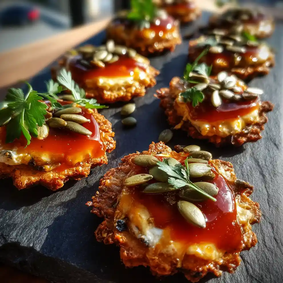 Herb Infused Cheesy Ritz Crackers with Roasted Red Pepper Drizzle