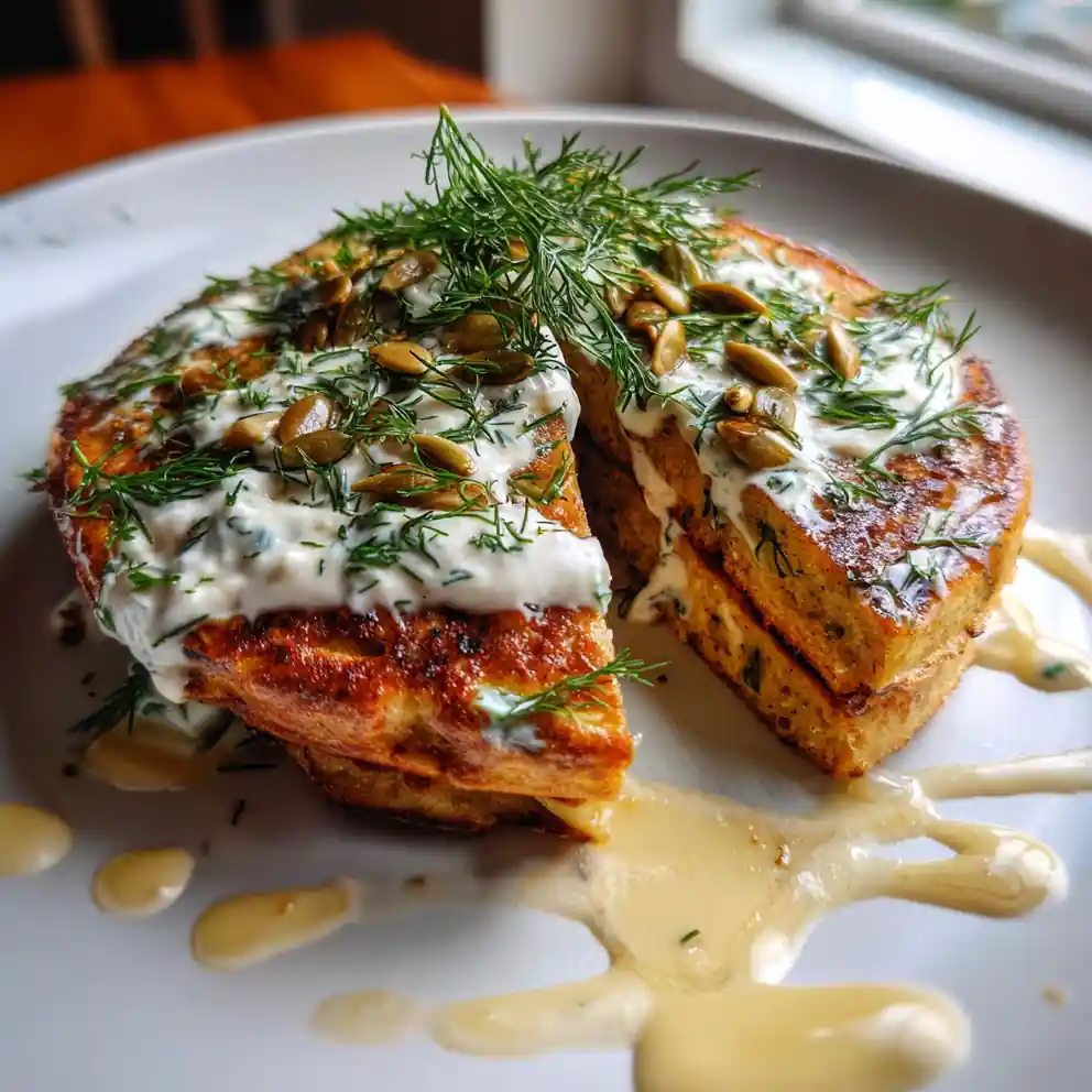 Herb Infused Labneh Baked Protein Pancake Bowls