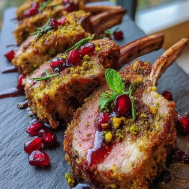 Honey Garlic Lamb Chops With Pistachio Herb Crust And Pomegranate Drizzle 1767795091.8937693