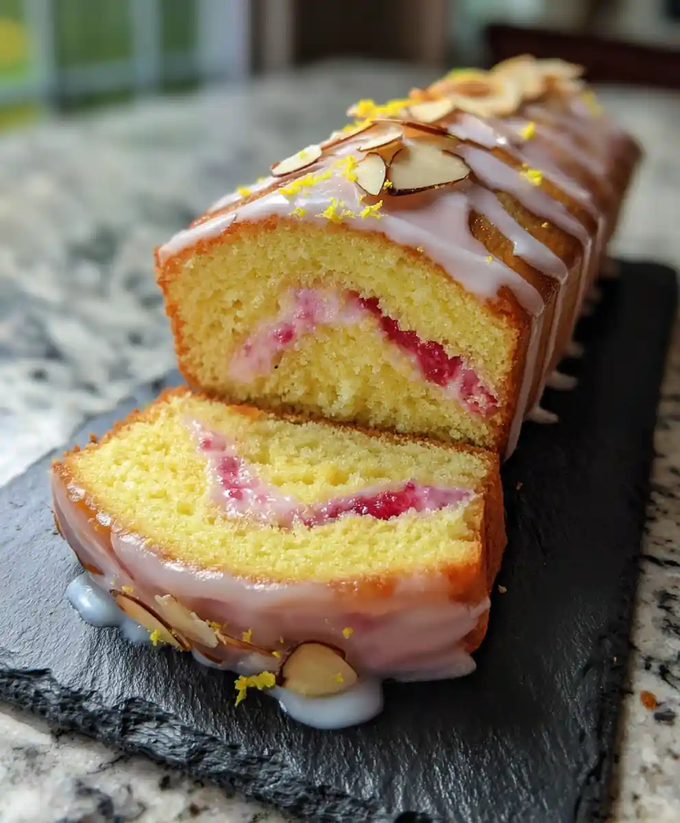 Lemon Cream Roll Cake with Raspberry Gelée Ribbon
