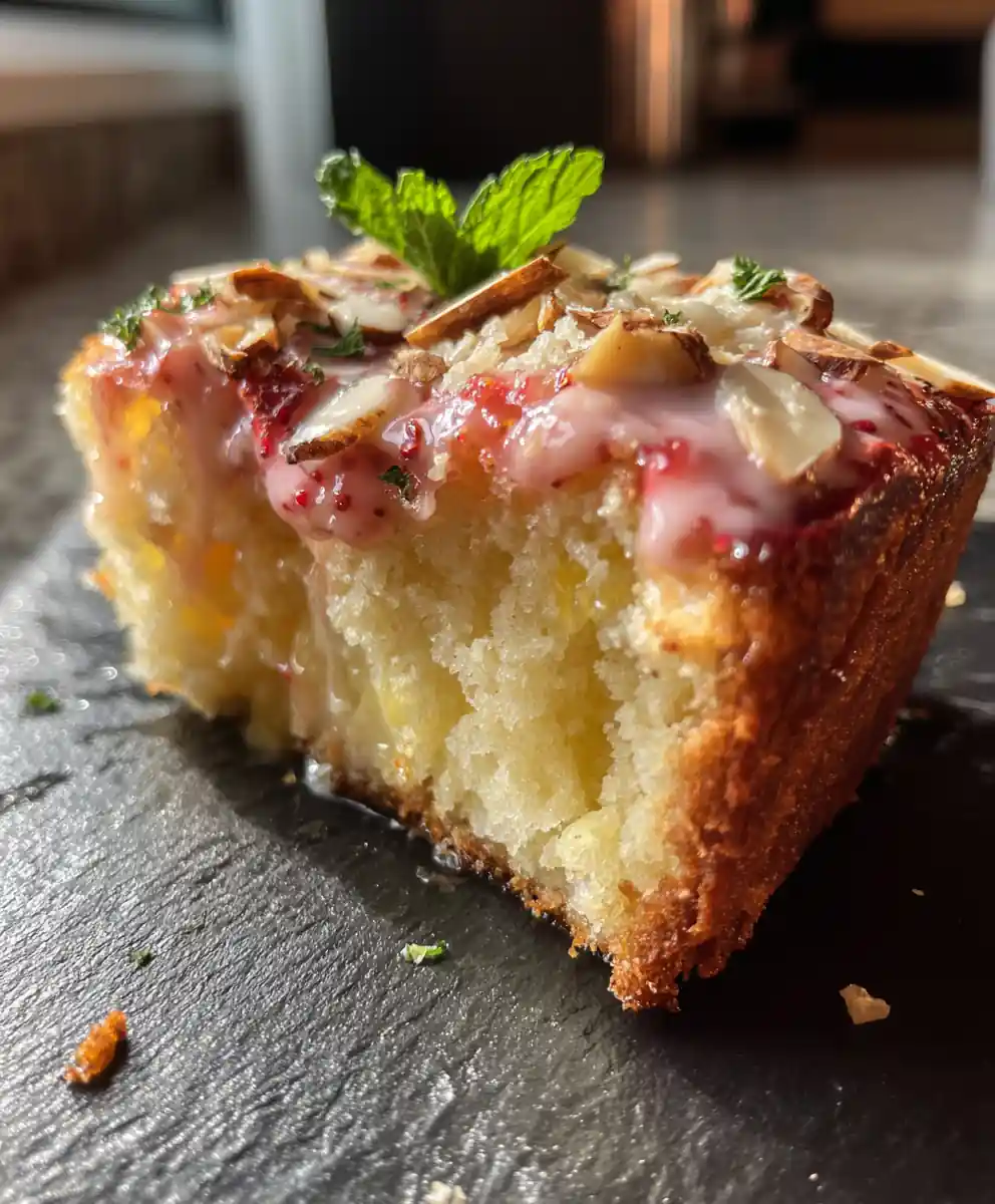 Lemon Curd Centered Easter Poke Cake with Strawberry Glaze