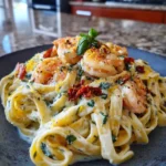Lemon Garlic Shrimp Alfredo Pasta With Sun Dried Tomato Swirl 1767835240.9187963