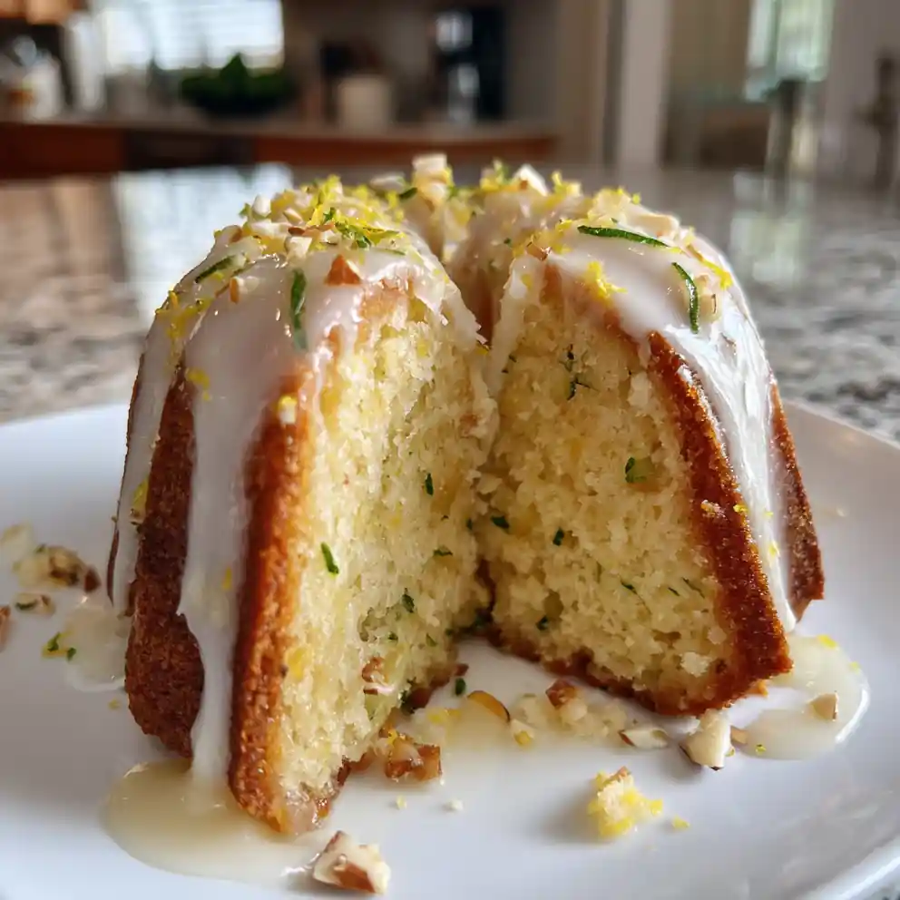 Lemon Zucchini Bundt Cake with Cream Cheese Swirl