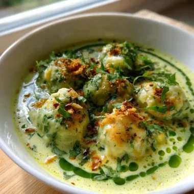 Lemongrass Infused Coconut Curry Soup With Spinach Sweet Potato Dumplings And Lime Crema Swirl 1767812975.032476
