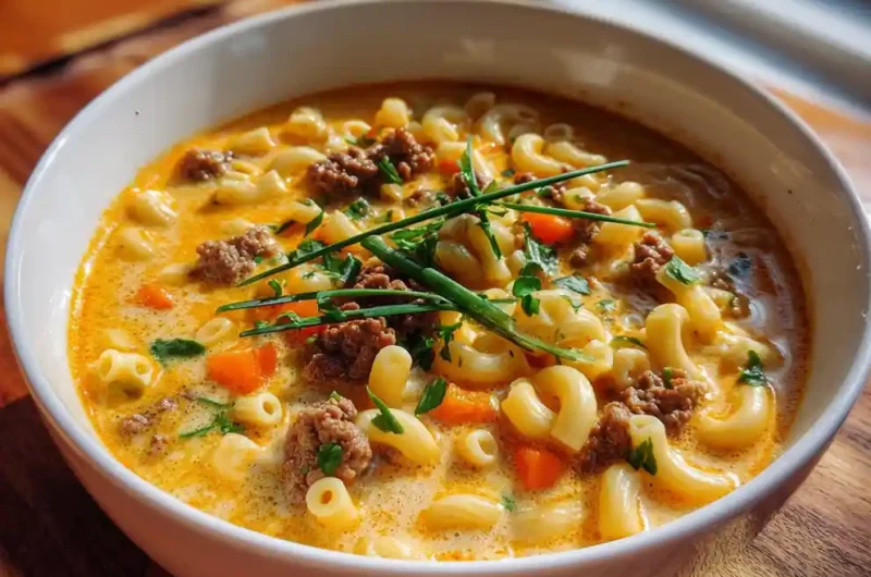 Macaroni Cheeseburger Soup With Chipotle Cheddar Swirl 1767797344.5629218