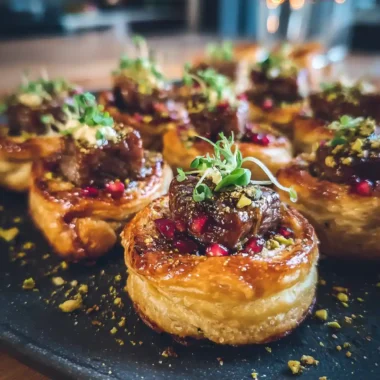 Mini Beef Wellington Bites With Herb Cream And Pomegranate Glaze 1767861111.1792724
