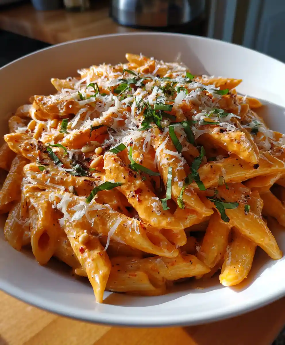 One Pan Creamy Tomato Pasta with Smoked Paprika Cream Swirl