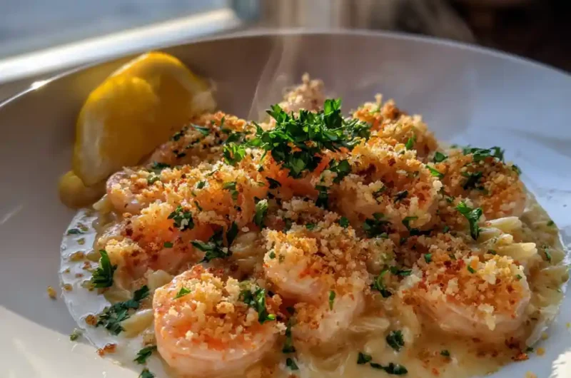 One Pot Shrimp Orzo Pasta With Lemon Garlic Cream And Herb Panko Crumble 1767866554.1763077