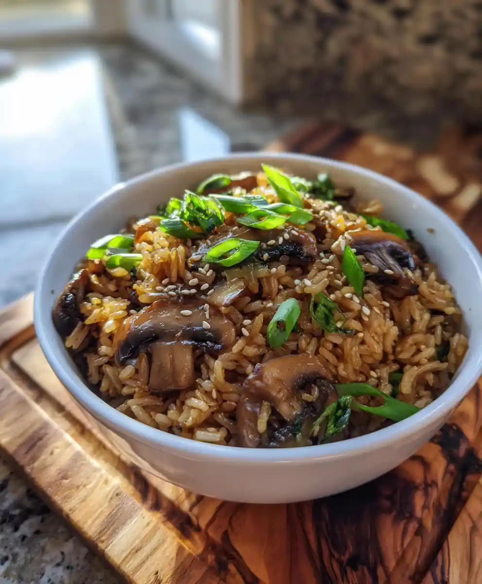 One Pot Soy Sauce Mushroom Rice with Miso Butter Drizzle