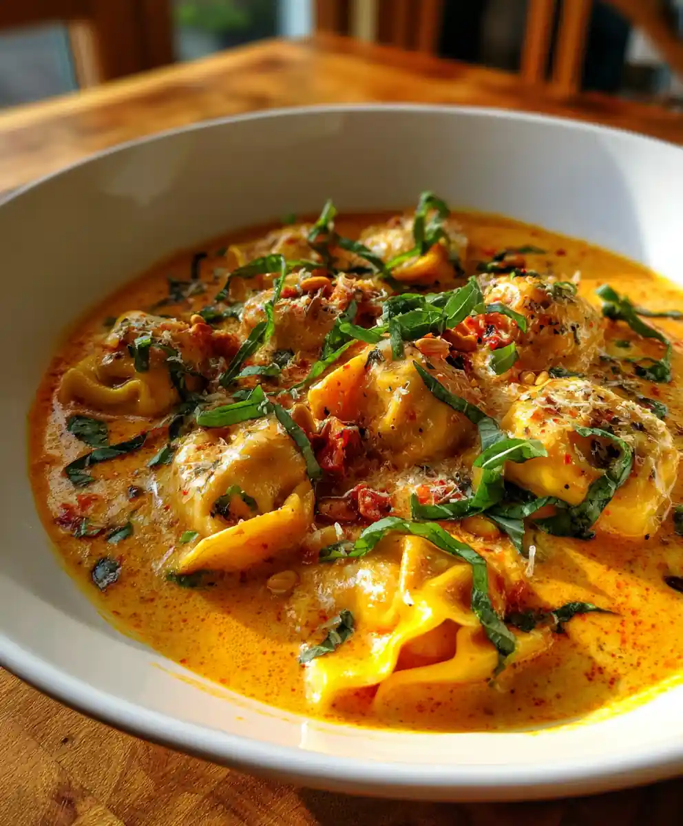 One Pot Spicy Garlic Butter Chicken Tortellini