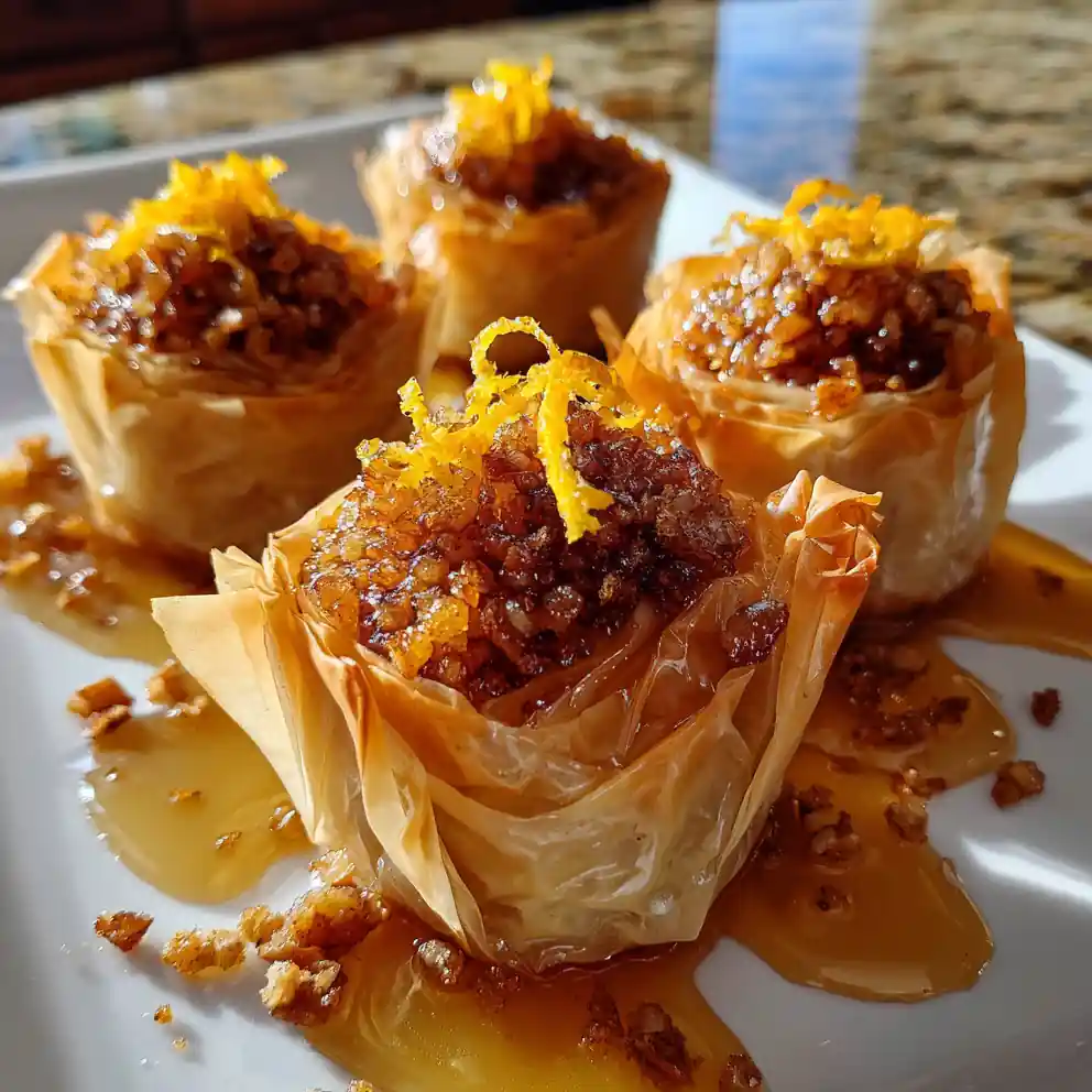 Orange Blossom Caramel Pecan Baklava Cups