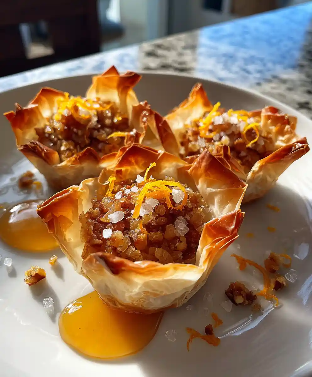 Orange Blossom Caramel Pecan Baklava Cups