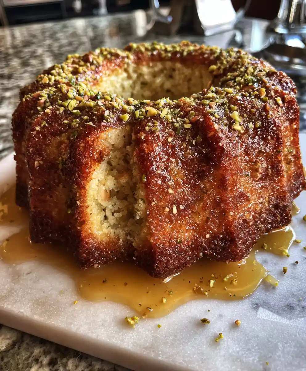 Orange Blossom Rosewater Glazed Baklava Bundt Cake