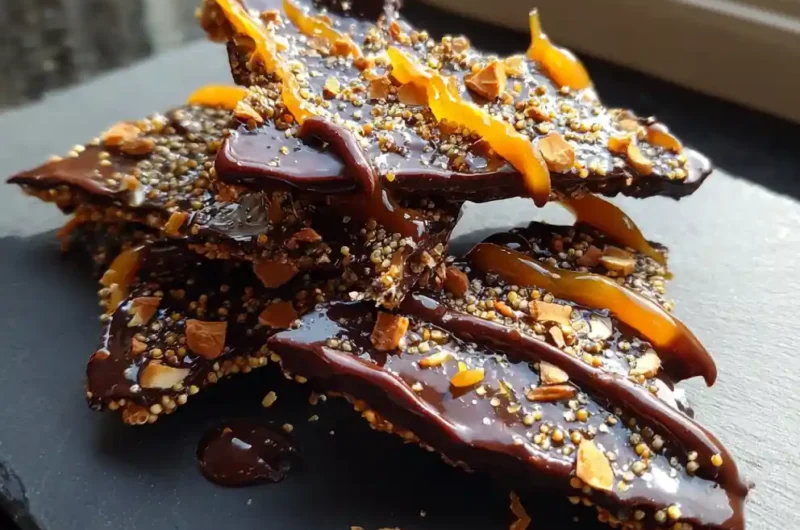 Orange Zest Dark Chocolate Quinoa Crisps With Caramel Ribbon 1767824573.7140667
