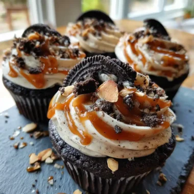 Oreo Chocolate Cupcakes With Caramel Core Drizzle 1767868417.7004285