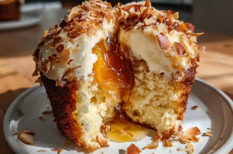 Peach Honey Cream Cheese Cupcakes With Molten Peach Jam Center 1767791268.1311808